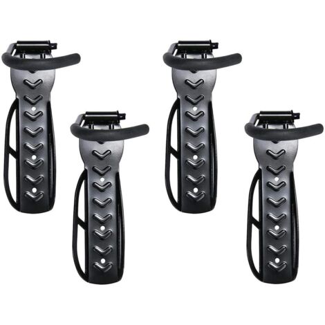 Lot de 4 Support de Vélo Crochet pour Vélo Support Mural pour Vélo Porte-Vélos Mural Vélo Peu Encombrants Noir Support Mural pour Vélo en Acier pour 4 Vélos Supports Muraux avec Accessoires (1/5)