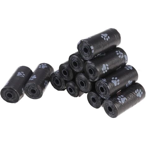 Sacs Ramasse-Crottes Pour Chiens, Chats, Animal Domestique, Noir, 12 Rouleaux (180 Sacs En Total) (1/5)