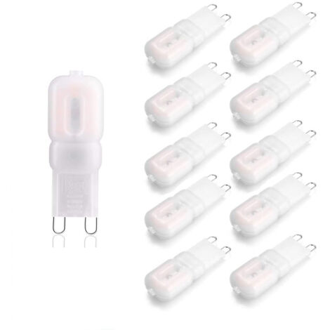 Lot de 10 ampoules LED G9, LED G9, lumière chaude 3000 K, équivalent 3 W 30 W lampes halogènes, non dimmable, 360 degrés, AC 220 V [Classe énergétique A+] [Classe énergétique E] (1/5)