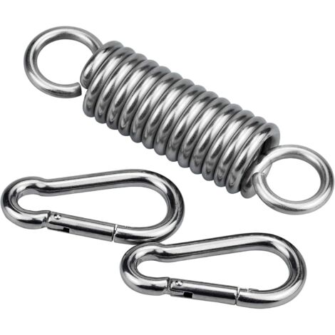 Inntek 3pcs Crochet à Ressort, Acier Inoxydable 304 Ressort pour Fauteuil Suspendu, avec 2 Mousquetons Résistants, Spring Hook (1/5)