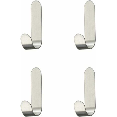 4 Pièces Crochet Adhésif en Acier Inoxydable，Crochets Auto-adhésif Crochet ，pour Serviette, clés, maison, cuisine, salle de bain, anti-rouille et étanche (1/5)