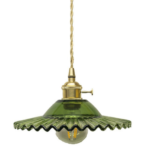 Litzee – Suspension industrielle vintage en verre Ø22cm – Douille E27 – Tension 110-240V – Câble tressé 60cm – Pour espaces modernes et rétro