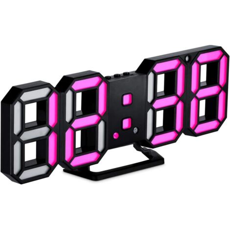 Réveil Numérique 3D LED,Horloge Numérique 3D,Horloge Murale électronique,Réveille-Matin 3D LED Digital,Réveil LED Numérique Moderne,Horloge de Bureau de L'heure/Température/Date Chargement USB-Noir-Fe (1/5)