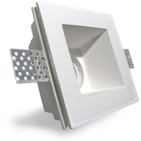 Douille De Spot Encastrée Fixe En Plâtre Pour Ampoules Led Gu10 Carrée 12x12 Cm (1/2)
