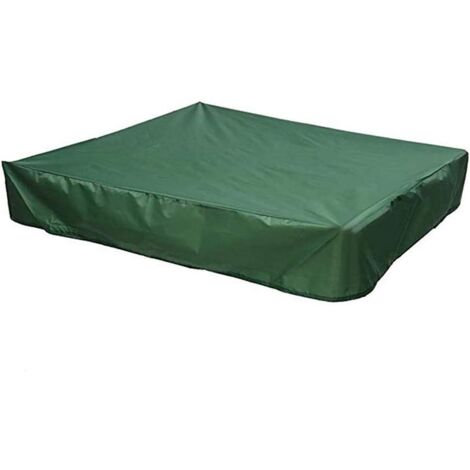 Couverture de bac à sable 150x150 cm – Tissu oxford étanche – Cordon de serrage pour protection contre la poussière – Vert