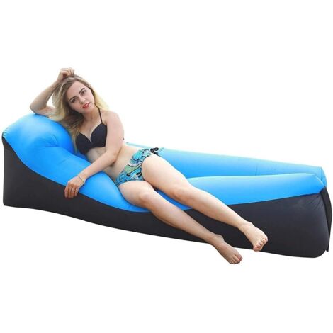 Canapé Gonflable, Cchaise Longue Gonflable Imperméable avec Oreiller Créatif, Résistance à La Déchirure, Se Gonfle Rapidôment, Charge Maximale de 200 KG, Canapé Pneumatique pour la Plage, la Piscine-F (1/5)