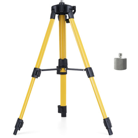 Trépied télescopique réglable de 39 à 100 cm avec trois sections réglables, adapté aux niveaux laser rotatifs et linéaires, avec adaptateur en alliage d'aluminium 5/8 à 1/4 (1/5)