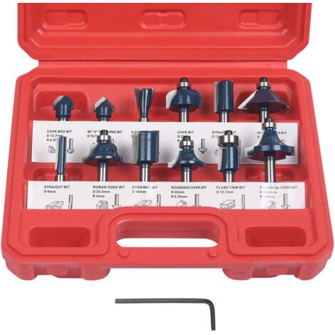Mèches de toupie, 12pcs mèches de toupie à fente droite, jeu de mèches de toupie en bois Outil de travail du bois Outil de travail du bois (boîtier en plastique) - RW (1/5)