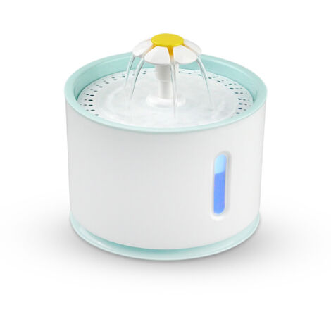 Fontaine à Eau pour Chat et Chien Automatique 2,4L, Distributeur Eau Silencieux avec LED Fenêtre de Niveau d'eau et Filtre à Charbon Actif