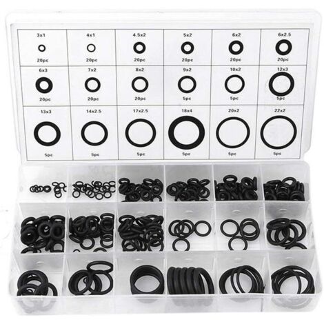 – Assortiment de 225 joints toriques en caoutchouc nitrile – 18 tailles – Résistants aux huiles et fluides – Pour réparations automobiles et plomberie - 225pcs (1/5)