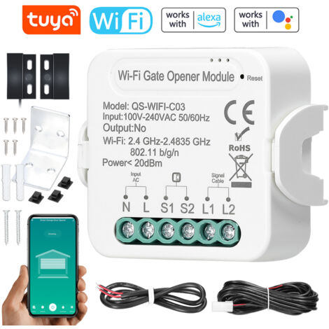 Tonysa – Interrupteur connecté pour volet roulant WiFi – Compatible Alexa et Google Home – Commande vocale et minuterie – Installation facile (1/5)