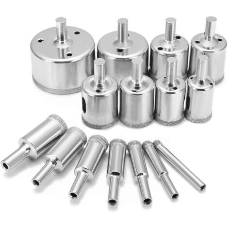 15PCS Forets Diamant Forets Scies Cloches Scies Cloches Scies Cloches Scies Diamantées pour Verre, Céramique, Porcelaine, Marbre, Carrelage et Granit 6-50mm (1/5)