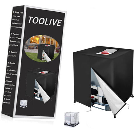 DWcouple Bache pour Cuve 1000L IBC, 420D Réservoir d'eau Couvercle, Anti-UV Anti-poussière Couverture Container Réservoir IBC,Bache de Protection Cuve IBC avec Fermeture éclair(120 x 100 x 116 cm)