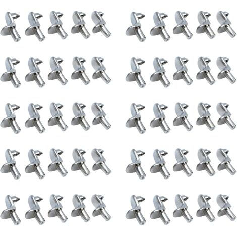 – Lot de 50 taquets d'étagère en métal nickelé – Alliage de zinc – Résistants à la corrosion – Installation facile sans outils - 50PCS (1/5)