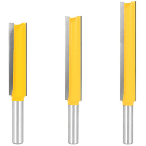 Lucky-88 – Fraise droite à araser bois extra longue 8mm – Lot de 3 – Diamètre de coupe 1/2" – Longueurs 50/63/76mm – Pour bois dur et MDF - 2quot (1/5)