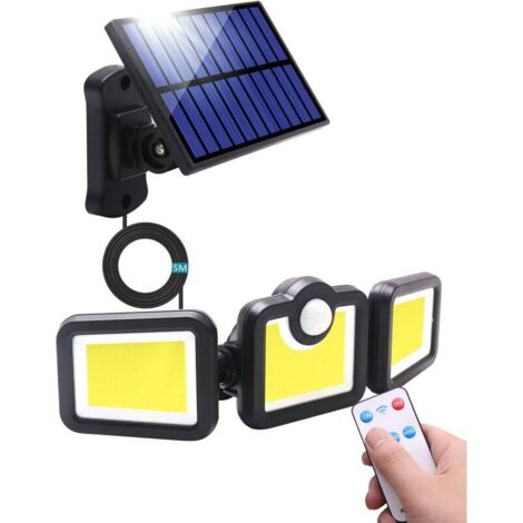 Lampe Solaire Exterieur Detecteur de Mouvement 171 LED Lumiere Solaire avec Telecommande, IP65 Etanche Luminaire 3 Modes éclairage pour Jardin, Garage, Carport, Terrasse, Maison (1/5)