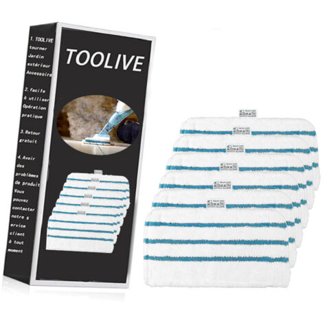 Toolive – Lot de 6 lingettes microfibres pour balais vapeur Black et Decker – Lavables jusqu'à 60°C – Nettoyage sans traces sur tous types de sols - FSM1605 (1/6)