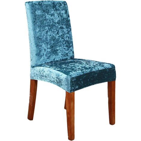 Housses de Chaise de Bar 4 pièces,Velours Housse de Chaise Lavable Extensible et Amovible GROOFOO (Vert paon) (1/5)
