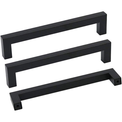 Lot de 10 Poignées de Meuble en Acier Inoxydable de 160 mm Poignées de Tiroir Style Moderne pour Commode Armoire Porte Noir (1/5)