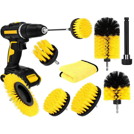 Lucky-88 – Brosse de nettoyage électrique 8 pièces – Poils en polypropylène haute résistance – Pour surfaces de salle de bain et carrelages (1/5)