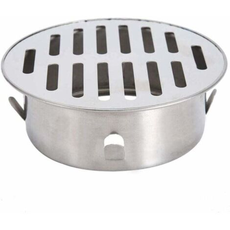 Siphon de Sol, Balcon en Acier Inoxydable Évier Rond Anti-Blocage Siphon de Sol Amovible pour Jardin Extérieur Tuyau d'Évacuation Tuyau d'Échappement Toit Balcon Utilisation(110 Flat Mouth) (1/5)