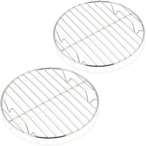 Lot de 2 grilles de refroidissement rondes en acier inoxydable - Pour cuisson à la vapeur - Diamètre : 19 cm - Saine et durable - Passe au lave-vaisselle (1/5)