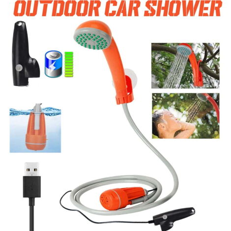 Kit de douche de camping portable, pompe de douche de camping étanche extérieure, adaptateur de cigarette pour le camping, la randonnée, le bain pour animaux de compagnie, le lavage de voiture (1/5)
