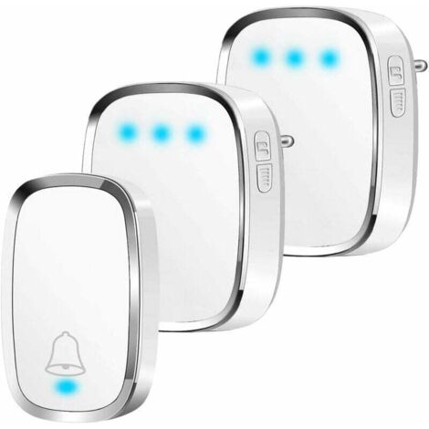 Sonnette extérieure sans fil étanche Triomphe, portée 300 mètres, 1 émetteur et 2 récepteurs, kit de sonnette sans fil avec flash LED, 36 mélodies, 4 niveaux de volume, convient pour la maison, le bur (1/5)