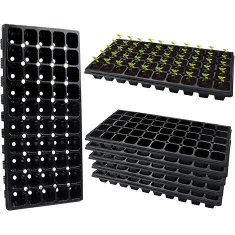 Plateau de semis 50 cellules en PVC – Bac à germination avec trous de drainage – Pour légumes, fruits, fleurs et herbes – (1/5)