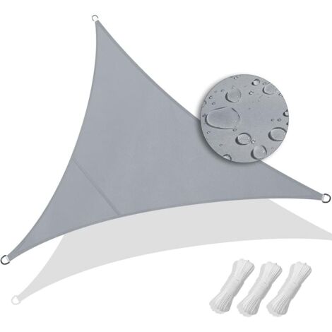 Voile d'ombrage triangulaire 3x3x3m, auvent extérieur, protection UV étanche, voile d'ombrage pour jardin, balcon, terrasse, gris (1/5)