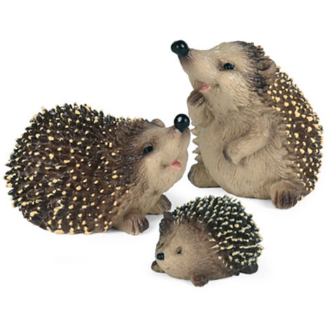 Lot de 3 figurines hérisson en résine – Décorations extérieures pour jardin et pelouse – Dimensions 3' x 2,5' – Animaux miniatures (1/5)