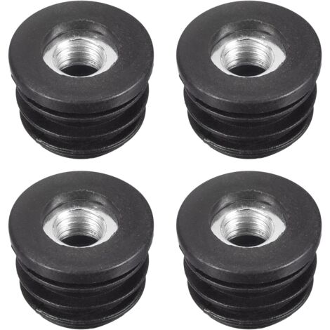 Dolaso – Lot de 4 inserts pour tubes ronds M8 – Bouchons en plastique noir pour roulettes – Protection de sol et réduction bruit – Hauteur modulable (1/5)