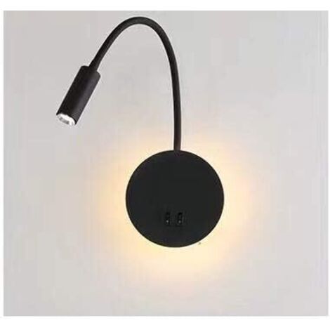 LAOA 3W+8W LED Lampe De Chevet Noir Applique Liseuse Applique De Chevet Pour Lire LED Lampe De Lecture De Cygne Flexible Moderne Liseuse Murale Chambre Avec Interrupteur 3000K (1/5)