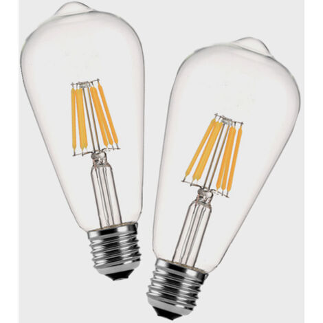 6W Ampoule LED, E27 Vintage Edison Lampe à Filament LED, Remplace 60W Incandescente, 2700K Blanc Chaud, 600 LM, Non dimmable, Idéal pour la nostalgie et l'éclairage rétro - Lot de 2 [Classe énergétiqu (1/5)