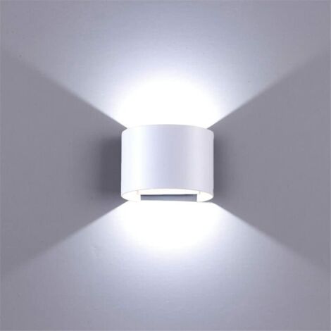 LED Applique Murale Extérieur - 6W 600LM Lampes Murales leds intérieures extérieures Blanche Lumière 6000K IP65 Luminaire éclairage de mur pour Salon Couloir Escalier Chambre Porche Hôtel [Classe éner (1/5)