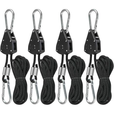 4 Pcs Cordes à cliquet avec Crochets pour Lampe ou Plantes, Corde de Crochet Réglable 200cm de long (2 Paire) (1/5)