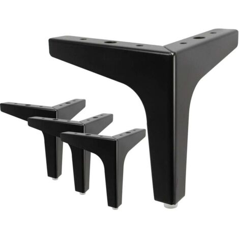 4 Pièces Pieds De Lit, La Vane Pieds De Table En Métal Avec Vis & Protecture De Plancher Pour DIY Meuble Sofa Fauteuil Canapé Chaise 10CM Noir (1/5)