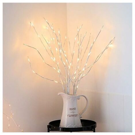 Lot de 3 branches d'arbre lumineuses décoratives à LED de 75 cm à piles (Blanc), (1/5)