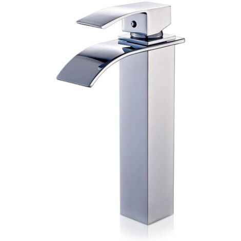 Robinet mitigeur lavabo chrome – Design cascade moderne – Hauteur 30 cm – Aérateur ABS pour économie d'eau – Installation facile – Ideko (1/5)