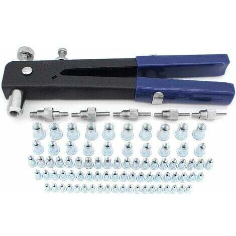107 pcs filetée Rivet PISTOLET À ÉCROU Kit de pince à riveter kit de Écrou Riveteuse Rivet Nutsert Gun Outil de pince à riveter Insert fileté pour filetage M3 M4 M5 M6 M8 (1/4)
