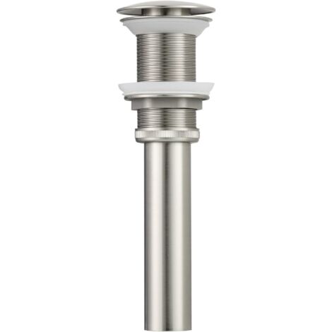 BW03NA-1 G1 1/4" Siphon de lavabo design bonde pop-up en laiton sans trop-plein pour lavabo Nickel brossé (1/5)