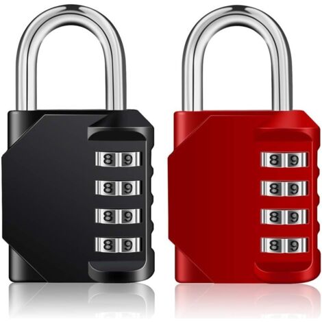 ZOLGINAH Cadenas Code Casier, 4 chiffre Cadena à combinaison pour vestiaire sport, scolaire, college, exterieur Serrure Combinéepour portail, abri de jardin (noir et rouge) (1/5)
