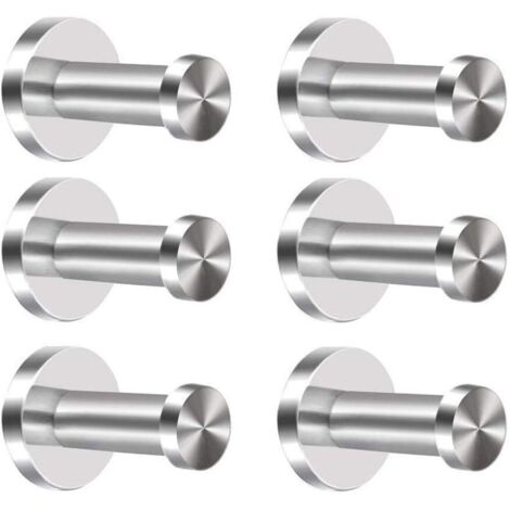 Lot de 6 crochets muraux en inox – Crochets porte-manteau pour peignoir et serviette – Installation facile avec vis en acier inoxydable – Einemgeld (1/5)
