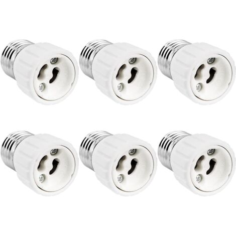 Adaptateur E27 vers GU10, 0-250V, max. 200W, Convertisseur de Douille Adaptateur E27 GU10 pour Ampoule LED, Lampe Halogène et CFL, Adaptateur en Céramique, lot de 6 - RWAdaptateur de culot d'ampoule (1/5)