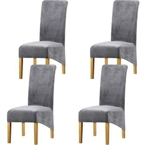 Housse de Chaise en Velours Housse Extensible Luxe pour Banquet Fête Restaurant 4 pcs Gris (1/4)