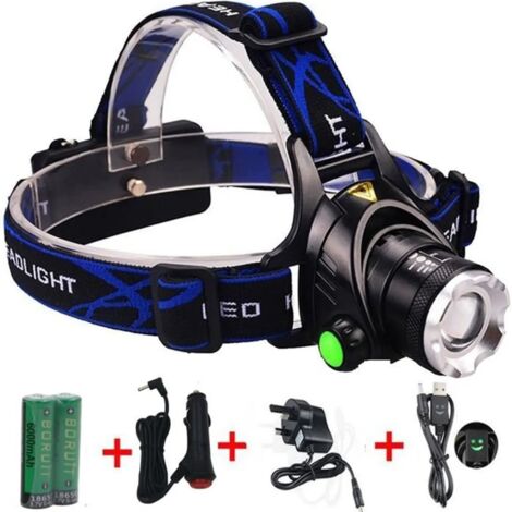 Lampe Frontale Rechargeable, 2000LM Super Lumineux Étanche Léger Torche Frontale LED Puissante (1/4)