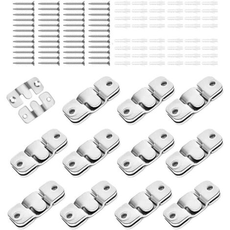 Picture Hanger, 12 Pairs (24 Pieces) Stainless Steel Wall Hardware Buckle for Hanging Photo Mirror Frame Backsplash Furniture (1/5)
