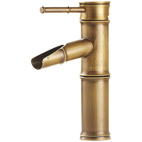 Robinet de lavabo mitigeur en laiton et céramique – Finition cuivre – Hauteur 20.8 cm – Hauteur sous bec 10.5 cm – Économie d'eau 30% – Ideko (1/5)