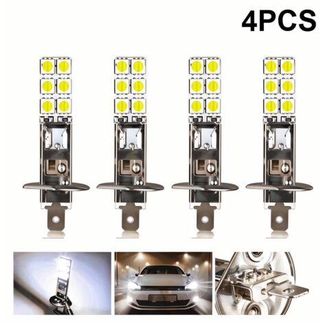 4 pièces ampoule H1 LED 12V 6000K blanc 12W LED feux antibrouillard de voiture 62 x 11 cm