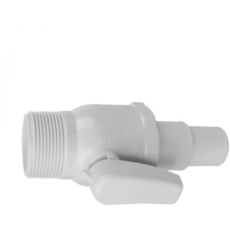 Linxor – Vanne 1/4 de tour 1"1/2 – Diamètre 32/38 mm pour tuyau flottant de piscine – Couleur blanche – Adaptée pour piscines hors-sol (1/2)